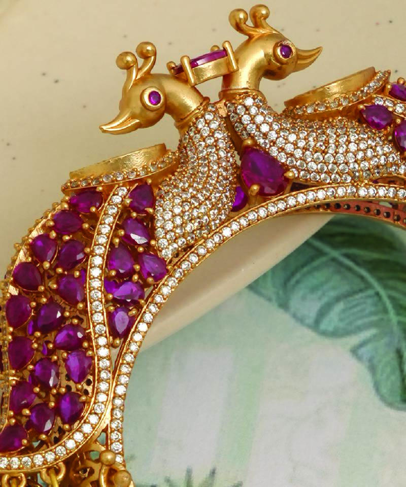 Gold plated red stones heritage kada