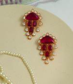 Gold plated red stones earrings