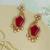 Gold plated kundan red stones earrings