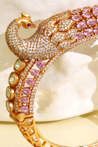 Zircon pink stone royal kada