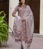 Off-white embroidered cotton salwar suit