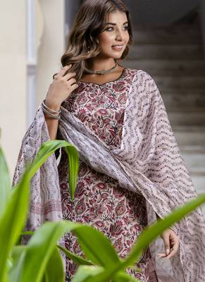 Off-white embroidered cotton salwar suit 2