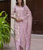 Onion-pink embroidered cotton salwar suit