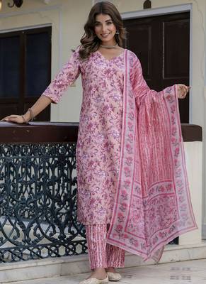Light-pink] embroidered cotton salwar suit 1