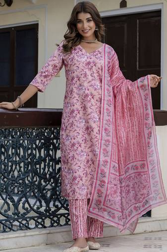 Light-pink] embroidered cotton salwar suit