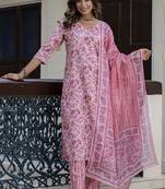 Light-pink] embroidered cotton salwar suit