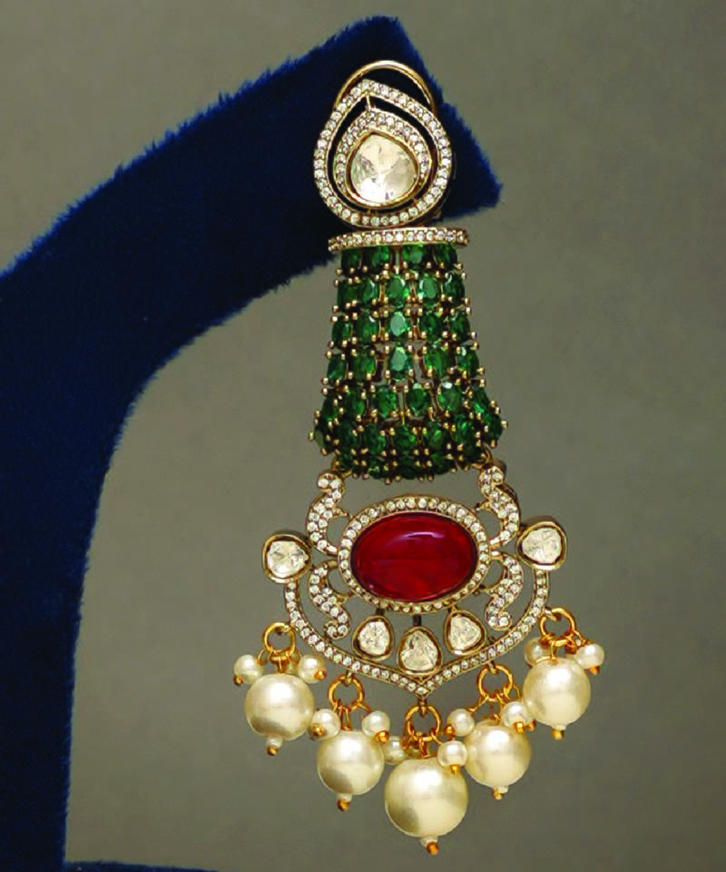 Gold plated kundan multicolor stones choker necklace set