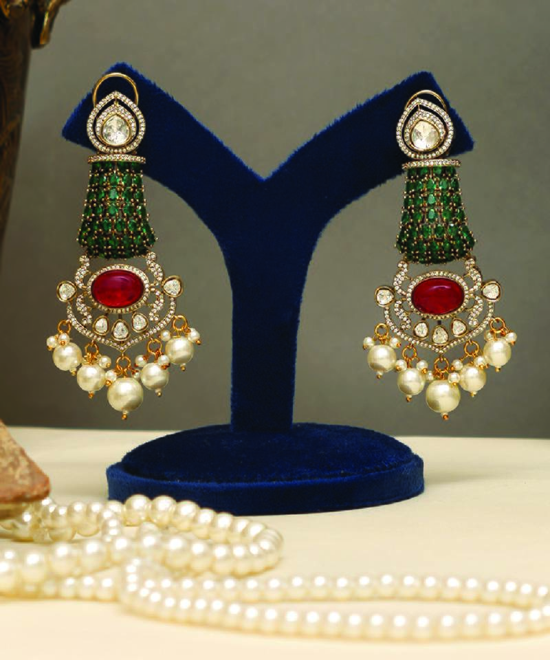 Gold plated kundan multicolor stones choker necklace set