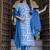 White-blue embroidered cotton salwar suit