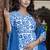White-blue embroidered cotton salwar suit
