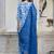 White-blue embroidered cotton salwar suit