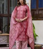 Peach embroidered cotton salwar suit