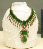 Gold plated kundan green stones necklace set