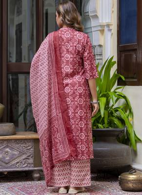 Peach embroidered cotton salwar suit 3