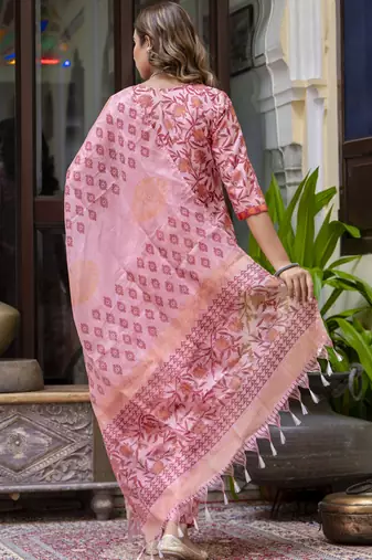 Baby-pink embroidered cotton salwar suit