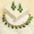 Zircon studded green stones choker necklace set