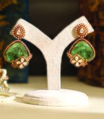 Gold plated mint green stones earrings