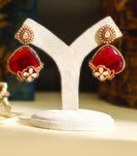 Gold plated red stones earrings
