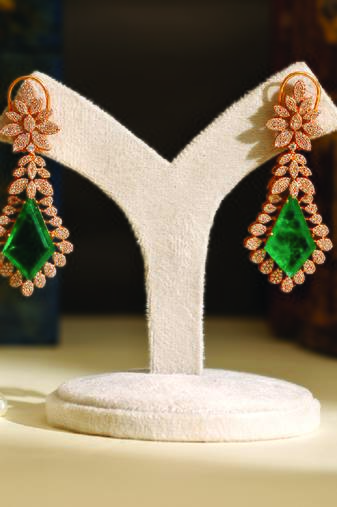 Gold plated green stones danglers