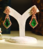 Gold plated green stones danglers