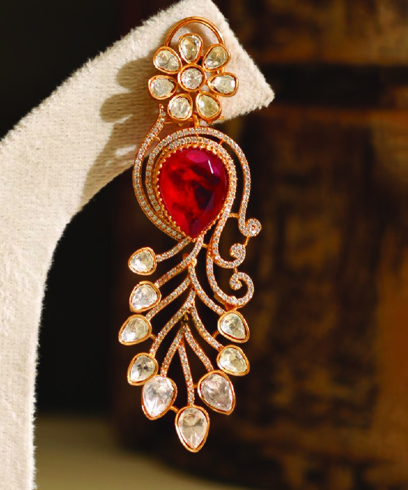 Zircon red stones danglers