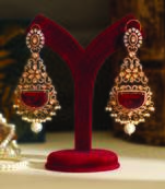 Gold plated red stones danglers