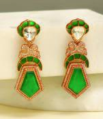 Gold plated green stones earrings