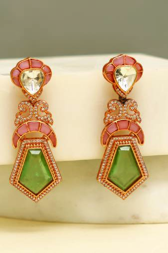 Gold plated multicolor stones earrings
