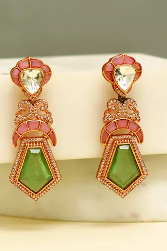 Gold plated multicolor stones earrings