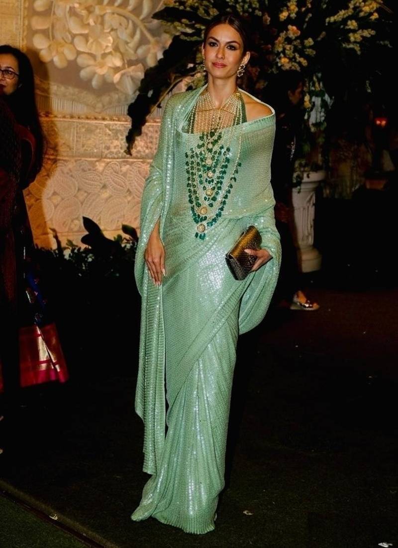 Bollywood designer heavy sequin work saree with bangalory silk blouse(bollywood replica)