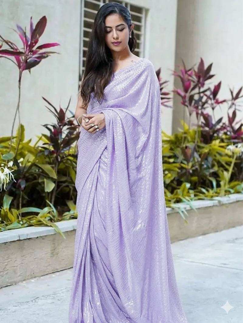 Bollywood designer heavy sequin work saree with bangalory silk blouse(bollywood replica)