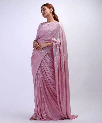 Bollywood sequin work saree with bangalory silk blend blouse(bollywood replica) 2