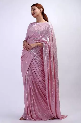 Bollywood sequin work saree with bangalory silk blend blouse(bollywood replica)