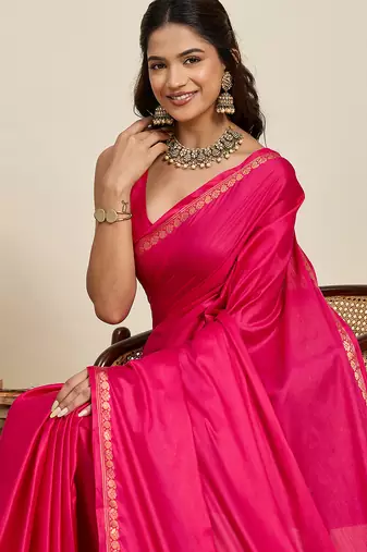Pink banarasi silk saree zari woven wedding traditional with blouse elegant party wear