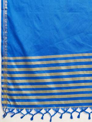 Blue banarasi silk saree zari woven wedding traditional with blouse elegant party wear 5