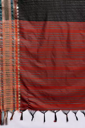 Black zari woven pure banarasi silk saree traditional wedding wear with blouse elegant