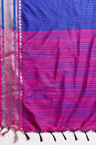 Blue woven banarasi silk saree zari work wedding traditional saree with blouse