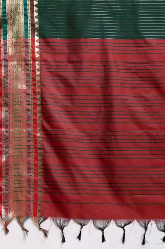Green zari work banarasi silk saree hand woven wedding saree with blouse traditional