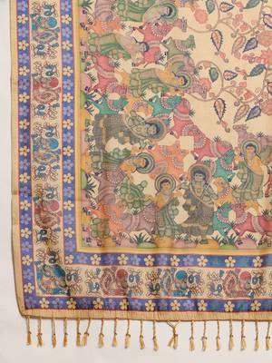 Multi-colored linen saree zari woven printed floral traditional wedding saree with blouse 5