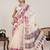 Cream floral printed linen saree with blouse zari border traditional festival wear elegant look
