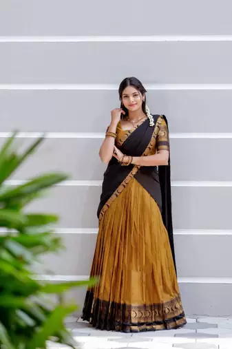 Yellow Cotton Lehenga Choli