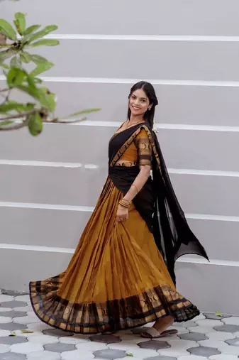 Yellow Cotton Lehenga Choli