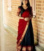 Black Color Kanchi Cotton South Indian Functional Wear Lehenga Choli