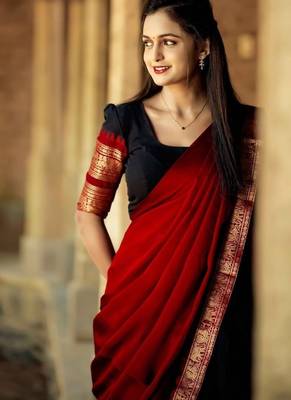 Black Color Kanchi Cotton South Indian Functional Wear Lehenga Choli 2