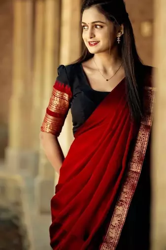 Black Color Kanchi Cotton South Indian Functional Wear Lehenga Choli