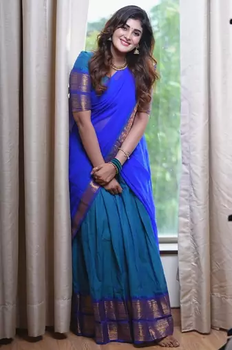 Firoji Color Kanchi Cotton South Indian Functional Wear Lehenga Choli