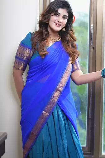 Firoji Color Kanchi Cotton South Indian Functional Wear Lehenga Choli