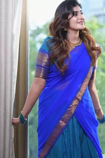 Firoji Color Kanchi Cotton South Indian Functional Wear Lehenga Choli
