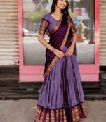 Lavender Color Kanchi Cotton South Indian Functional Wear Lehenga Choli