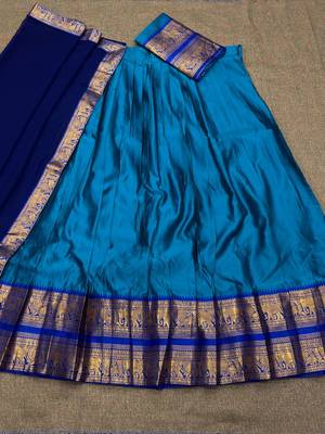 Firoji Color Kanchi Cotton South Indian Functional Wear Lehenga Choli 4